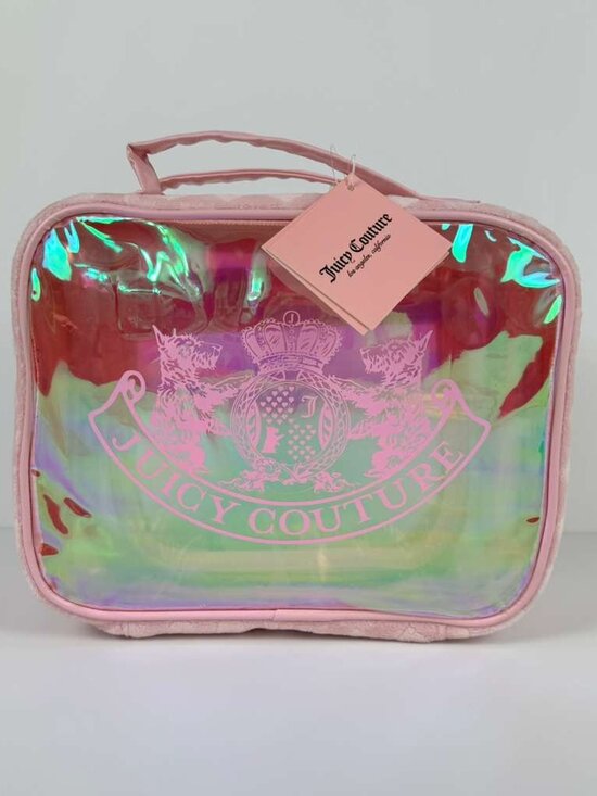 Juicy Couture Handbags - Juicy Couture YK2 Pink Iridescent Clear Cosmetic Case with Interior PV Pockets